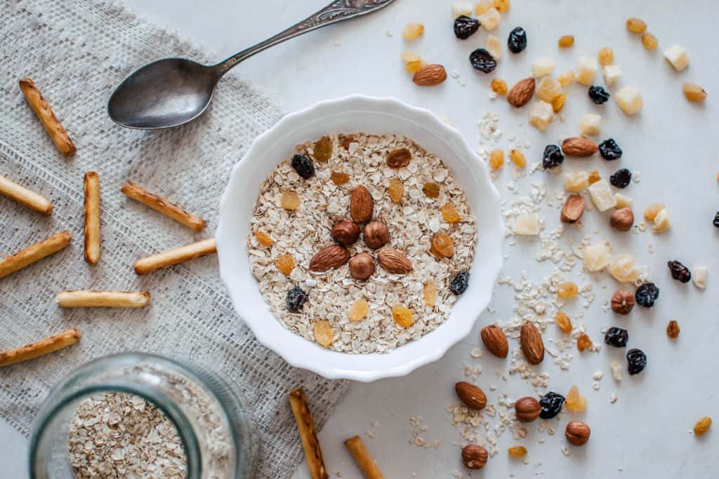 bowl of breakfast cereal with nuts