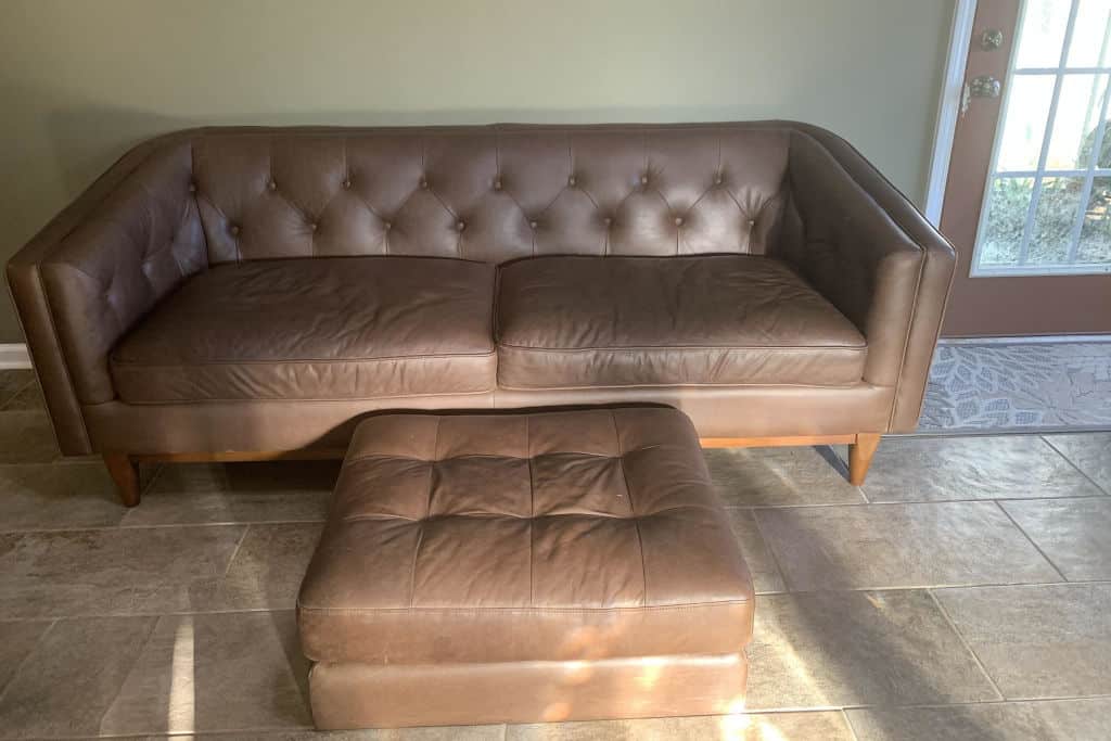 Worn Leather Couch after conditioner