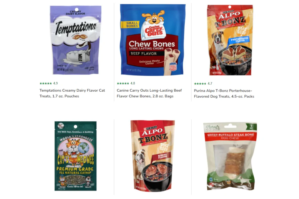 six types of dollar store dog treats