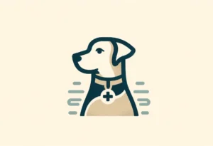 Dog silhouette with medical care icon