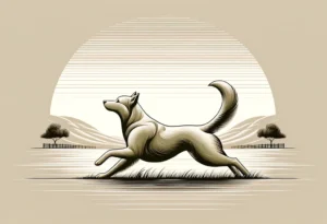 Minimalistic image of a dog elegantly backing up