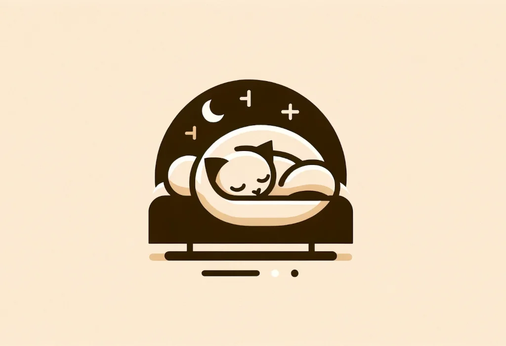 Cat silhouette with cushion icon, symbolizing cozy sleep environments