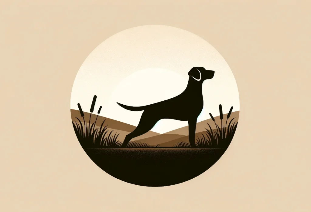 Minimalistic silhouette of a hunting dog in a stopping stance
