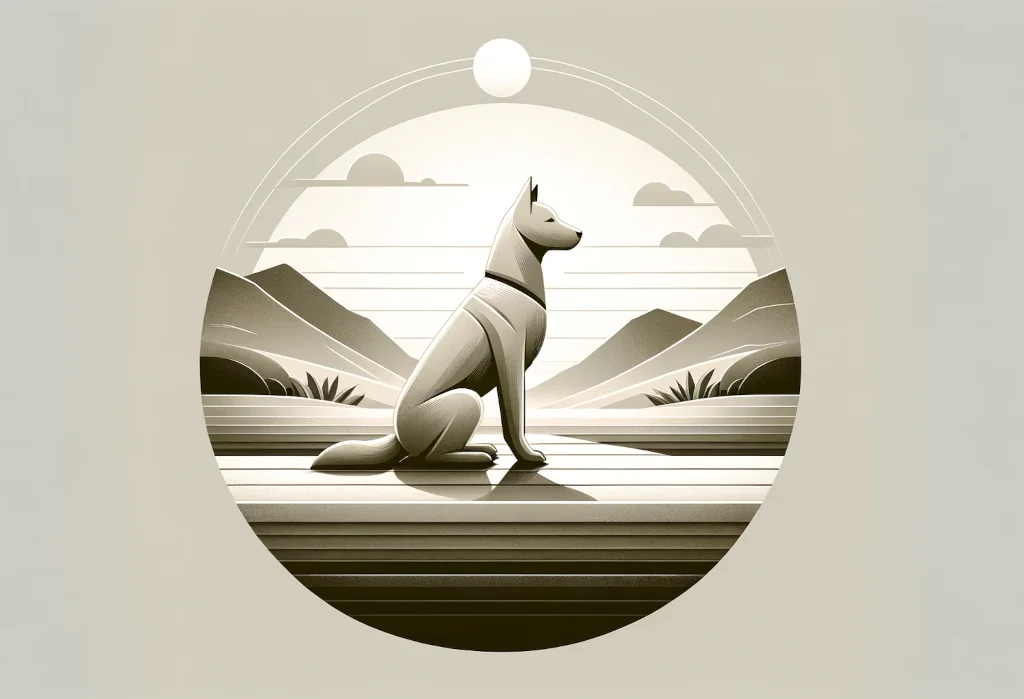 Minimalistic image of a dog in a calm stay position