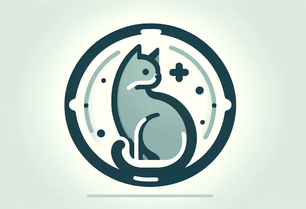 silhouette of a cat sitting within a protective circle or bubble, symbolizing safety and health