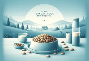 Bowl of specialized dry cat food for diabetic feline health