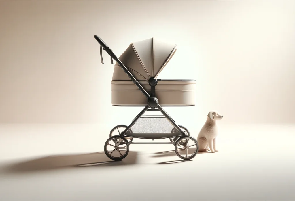 Minimalistic modern dog stroller on a plain background