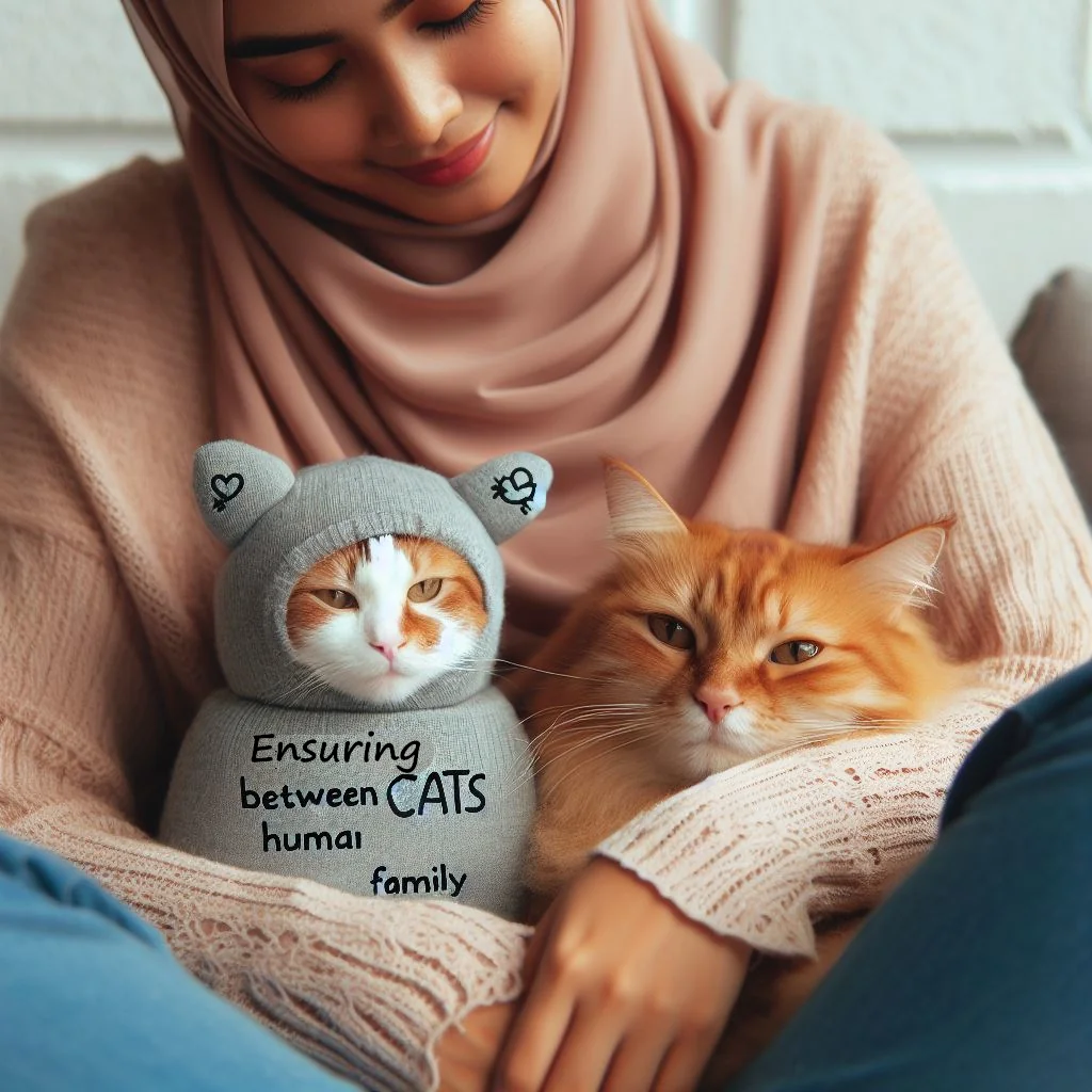 a woman in pink dress holding hugging two cats