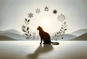 Cat silhouette with integrated seasonal symbols