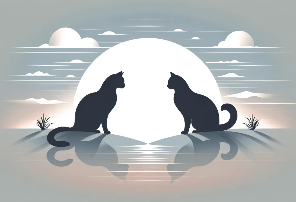 Abstract cat silhouettes hinting at gender differences