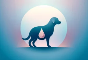 Dog silhouette with water droplet symbol on gradient background