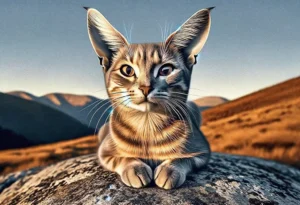 Realistic cat focused on flicking its ears, capturing curiosity