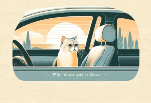 Cat panting in car, highlighting stress during travel