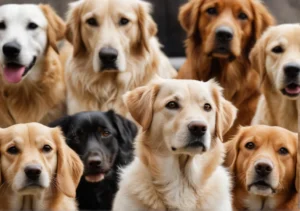 a group of dogs sitting in the back seat of a car with their mouths open