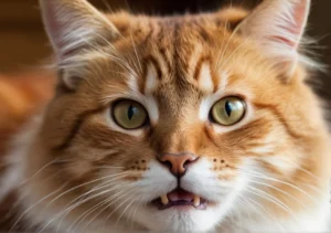 a close up of a cat's face with green eyes and white whiss