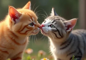 two kittens playing in the grass with each other kittens in the background