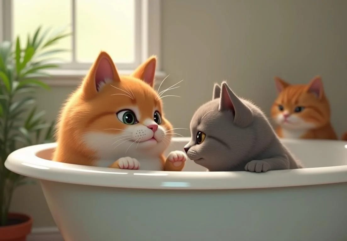 two kittens in a bathtub looking at each other kittens in the tub