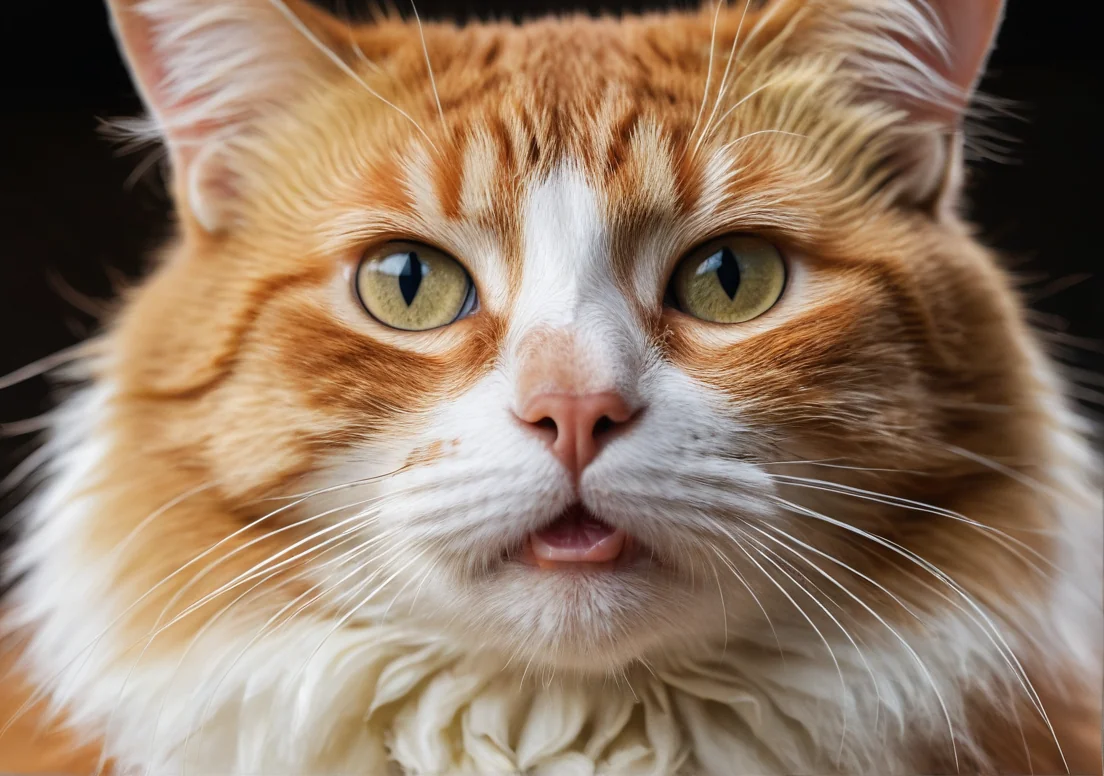 a close up of a cat's face with its tongue sticking out