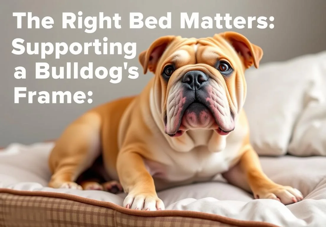 an orange and white bulldog lying on the white bad sheets