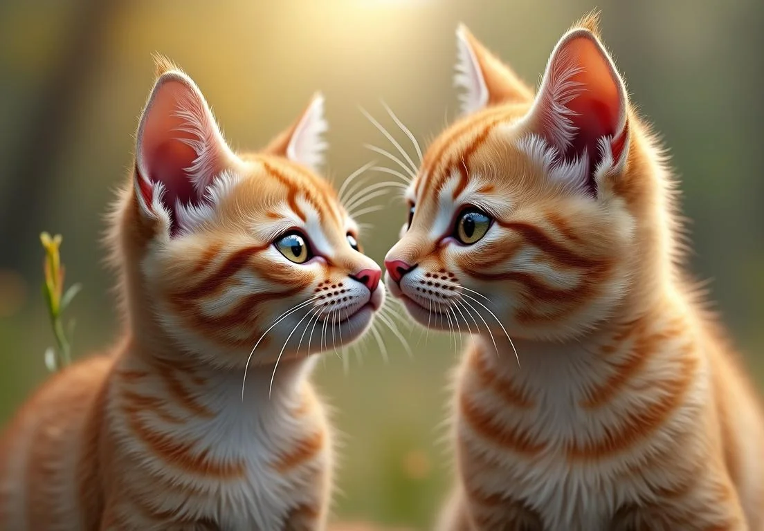 two kittens are looking at each other kittens in the same way